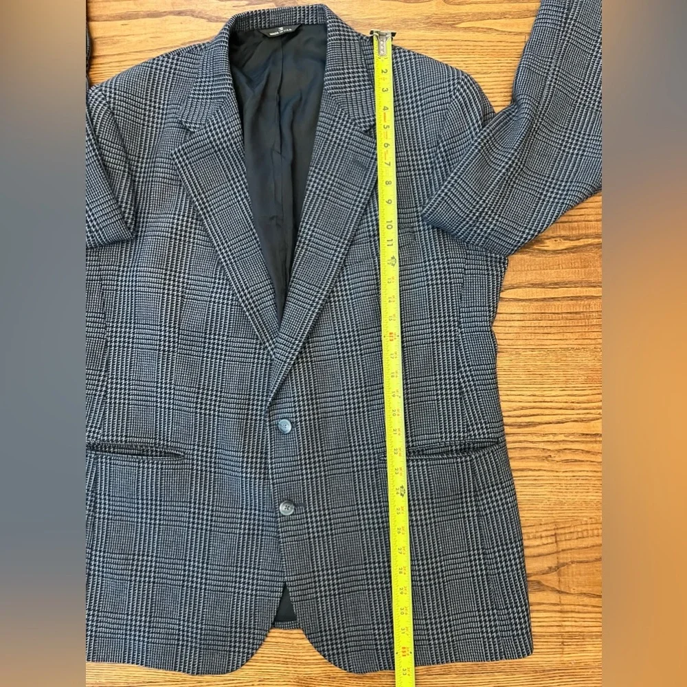 Vintage 80s Polo University Club Ralph Lauren‎ Blue Herringbone Wool Blazer